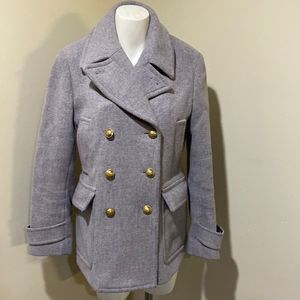 J. Crew Gray Pea Coat with Gold Buttons
